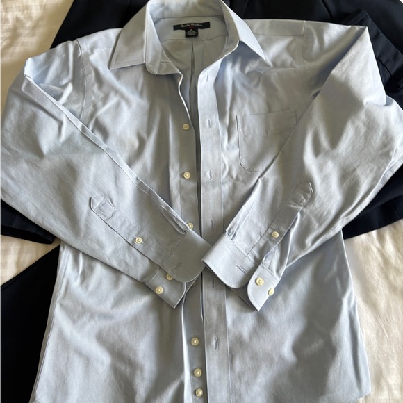 Boys Blue 2 Piece Suit Set with Brooks Brothers Shirt and Brown Belt - Picture 3 of 7